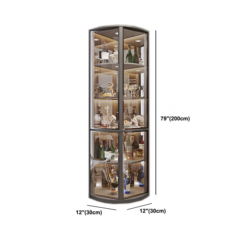 Modern Corner Unit Wood Curio Cabinet Glass Doors Storage Cabinet for Bathroom