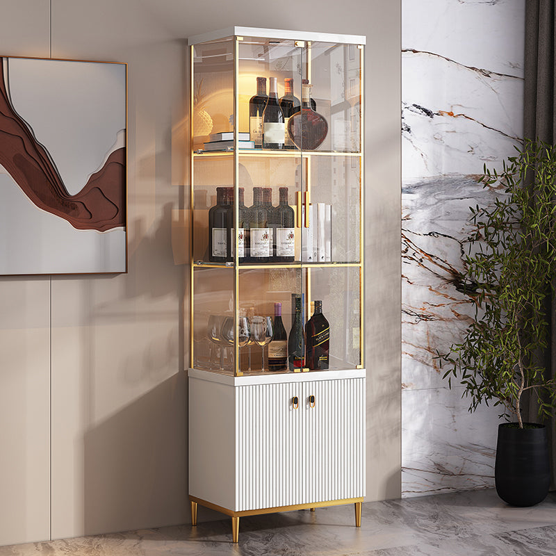 Luxury Stainless Steel Curio Cabinet Black/ White Display Stand with Glass Doors