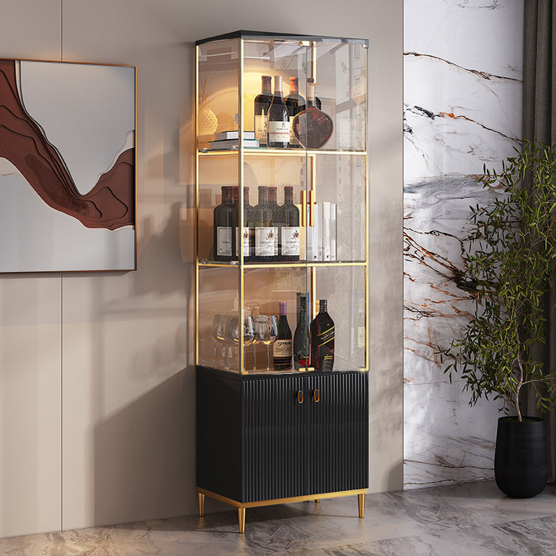 Luxury Stainless Steel Curio Cabinet Black/ White Display Stand with Glass Doors