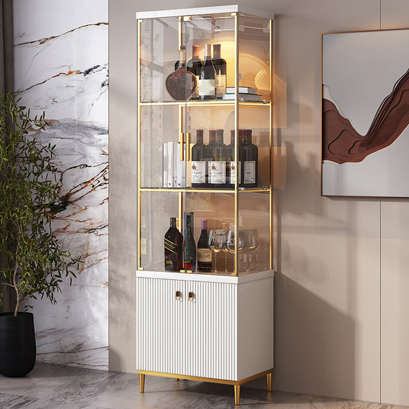 Luxury Stainless Steel Curio Cabinet Black/ White Display Stand with Glass Doors