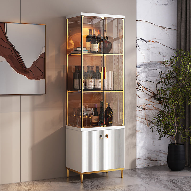 Luxury Stainless Steel Curio Cabinet Black/ White Display Stand with Glass Doors