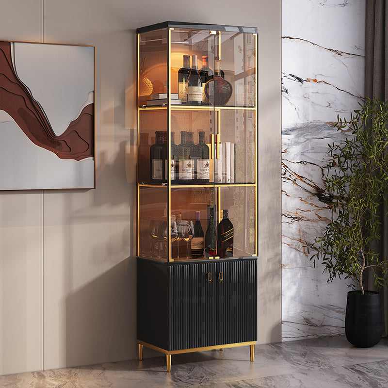 Luxury Stainless Steel Curio Cabinet Black/ White Display Stand with Glass Doors