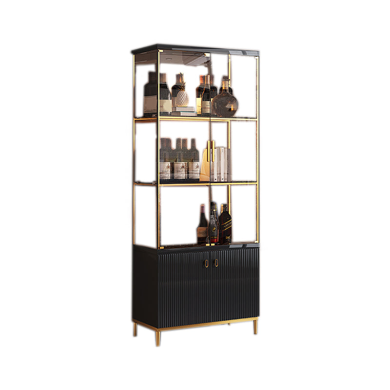 Luxury Stainless Steel Curio Cabinet Black/ White Display Stand with Glass Doors