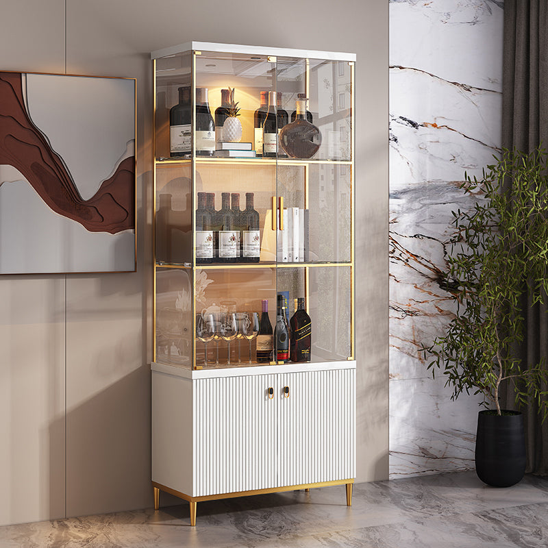 Luxury Stainless Steel Curio Cabinet Black/ White Display Stand with Glass Doors