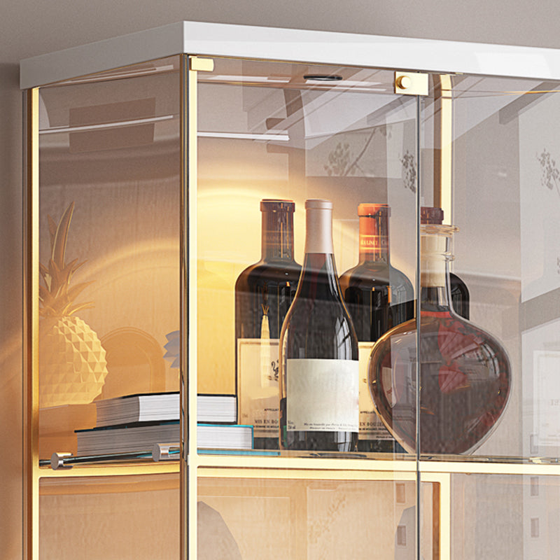 Luxury Stainless Steel Curio Cabinet Black/ White Display Stand with Glass Doors