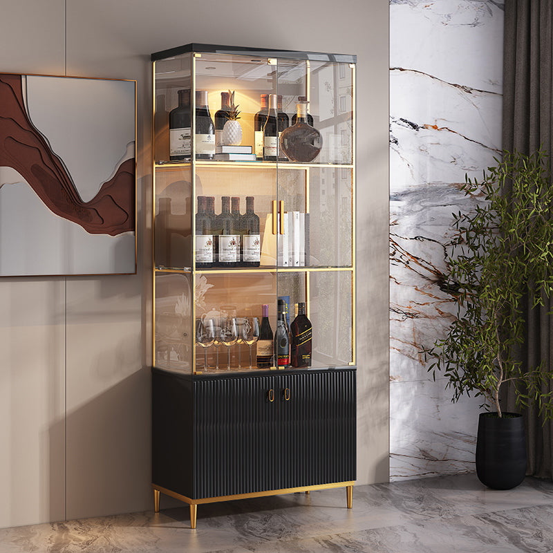 Luxury Stainless Steel Curio Cabinet Black/ White Display Stand with Glass Doors