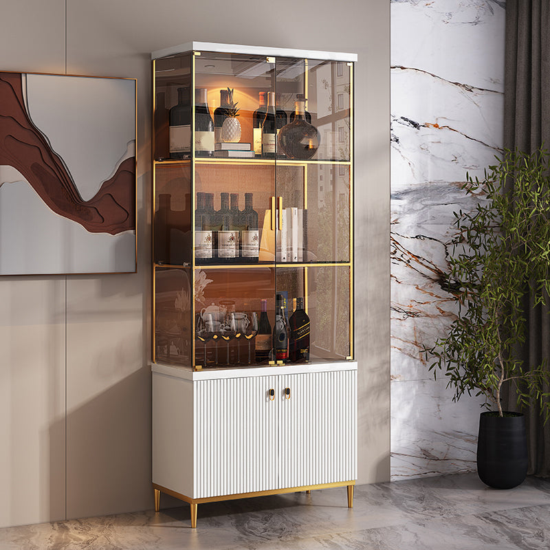 Luxury Stainless Steel Curio Cabinet Black/ White Display Stand with Glass Doors