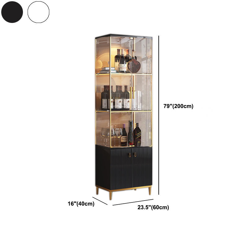 Luxury Stainless Steel Curio Cabinet Black/ White Display Stand with Glass Doors