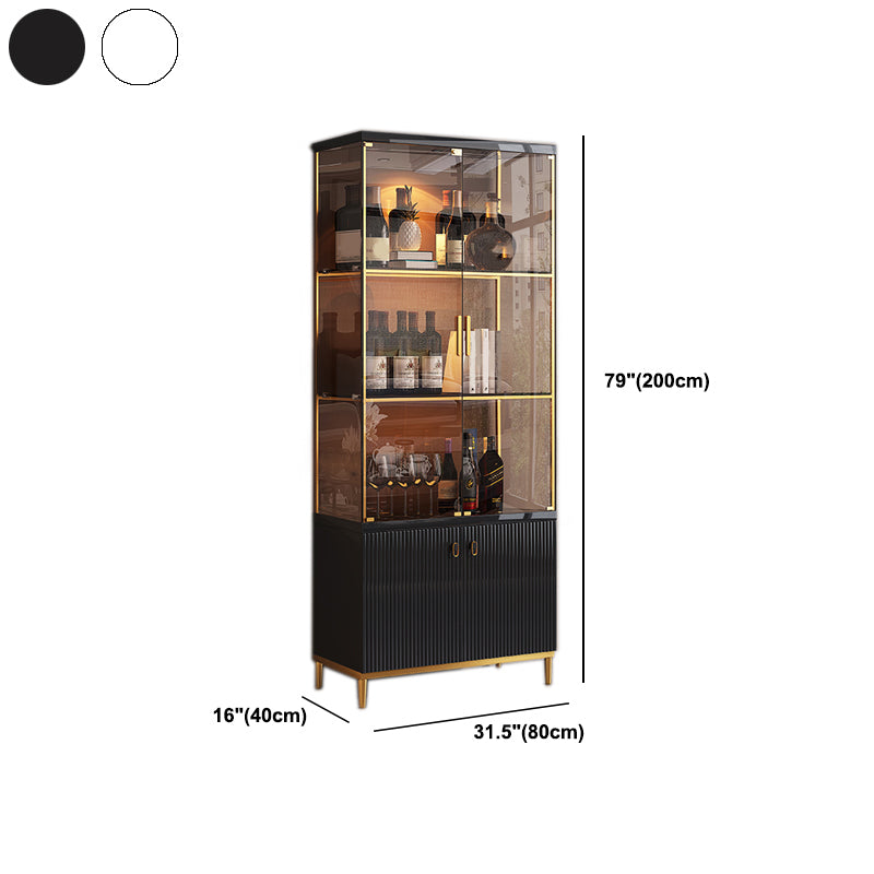Luxury Stainless Steel Curio Cabinet Black/ White Display Stand with Glass Doors