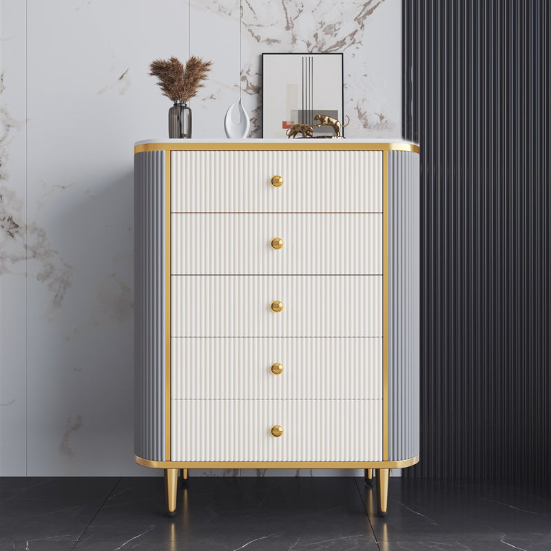 14.82-inch Width Glam Storage Chest Stone Dresser with 5/6 Drawers