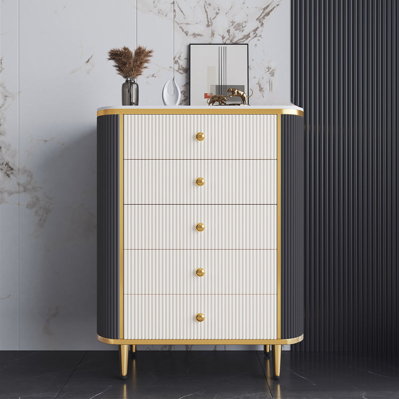 14.82-inch Width Glam Storage Chest Stone Dresser with 5/6 Drawers