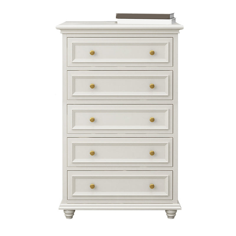 Glam Solid Wood Storage Chest Bedroom White Chest with Drawers