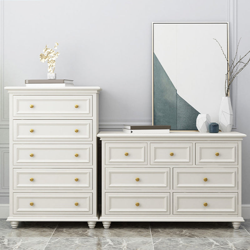 Glam Solid Wood Storage Chest Bedroom White Chest with Drawers
