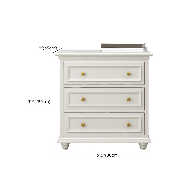 Glam Solid Wood Storage Chest Bedroom White Chest with Drawers