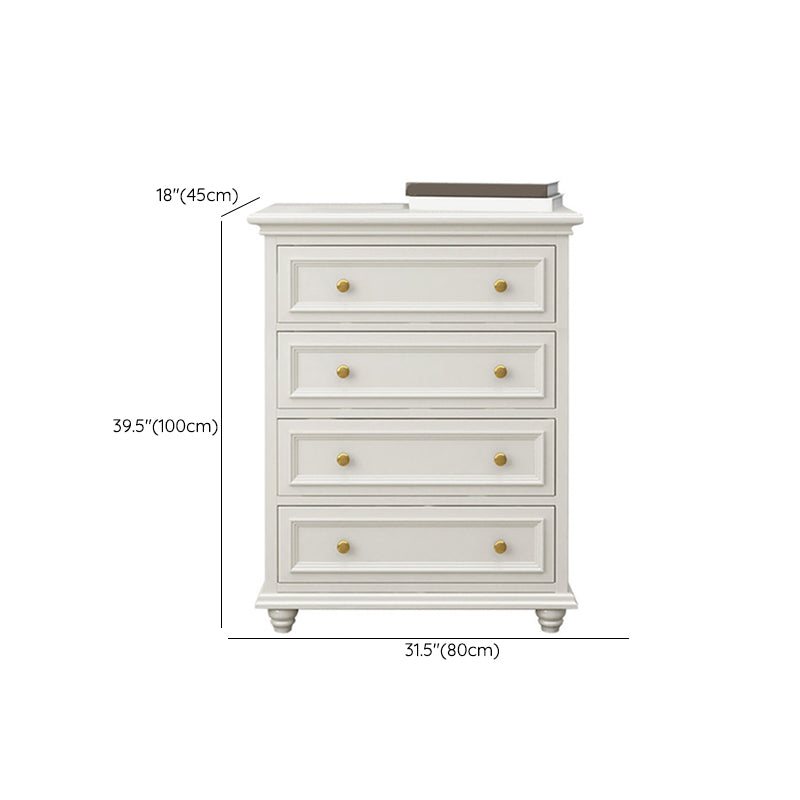 Glam Solid Wood Storage Chest Bedroom White Chest with Drawers