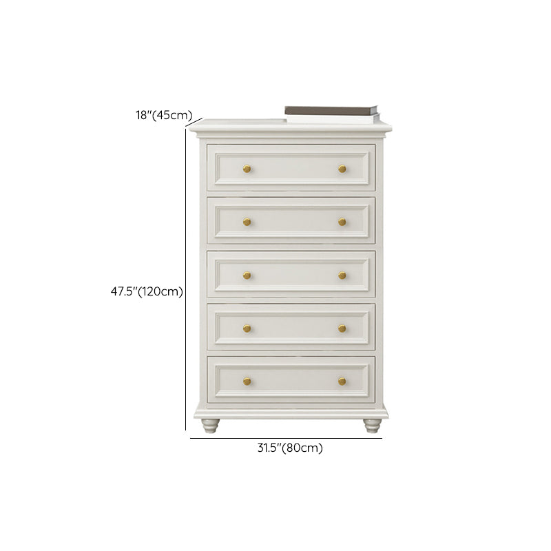 Glam Solid Wood Storage Chest Bedroom White Chest with Drawers