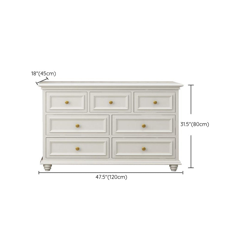 Glam Solid Wood Storage Chest Bedroom White Chest with Drawers