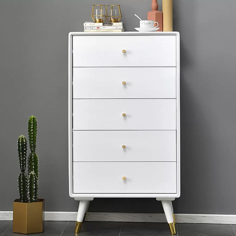 Solid Wood Glam Storage Chest Dresser Vertical Dresser with Metal Feet