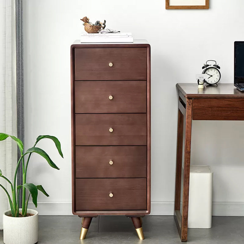 Solid Wood Glam Storage Chest Dresser Vertical Dresser with Metal Feet
