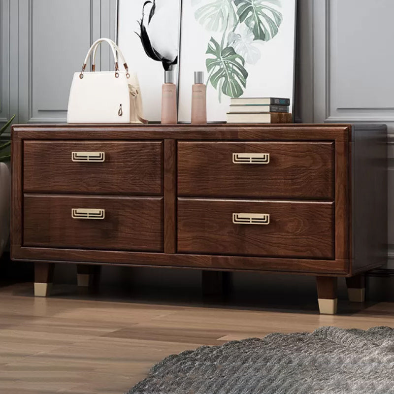 Glam Rubber Wood Storage Chest Bedroom Brown Chest with Drawers