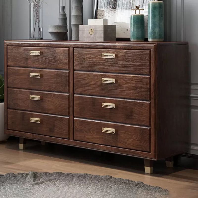 Glam Rubber Wood Storage Chest Bedroom Brown Chest with Drawers