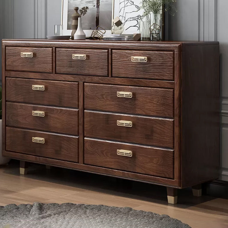 Glam Rubber Wood Storage Chest Bedroom Brown Chest with Drawers