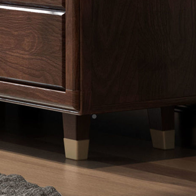 Glam Rubber Wood Storage Chest Bedroom Brown Chest with Drawers