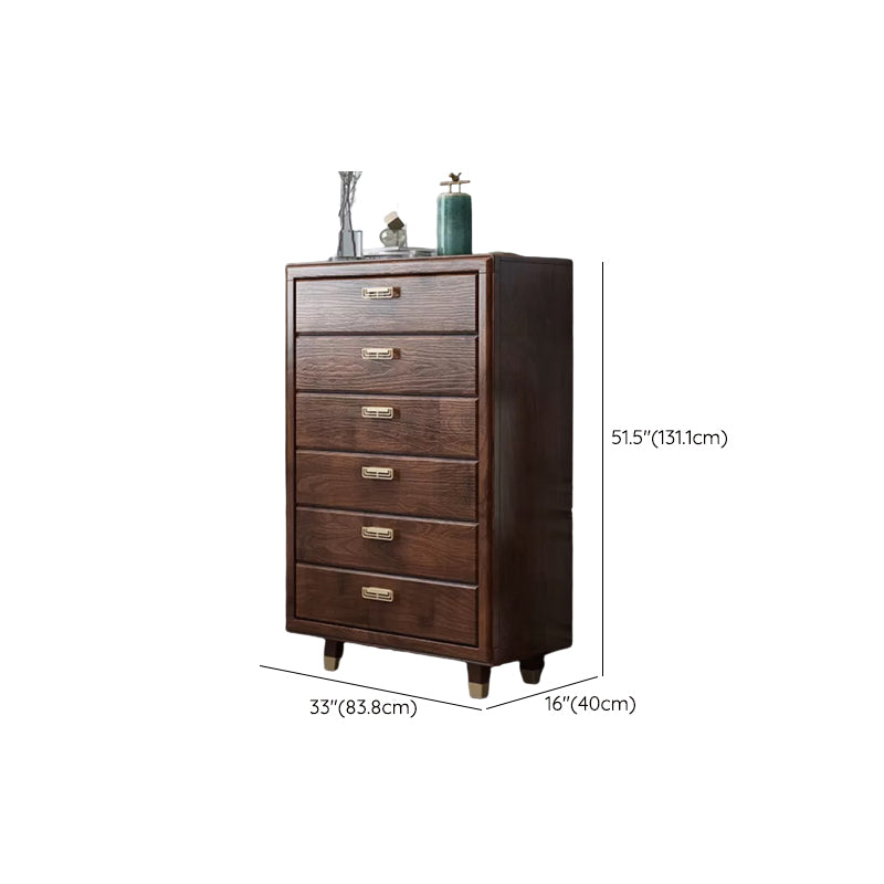 Glam Rubber Wood Storage Chest Bedroom Brown Chest with Drawers