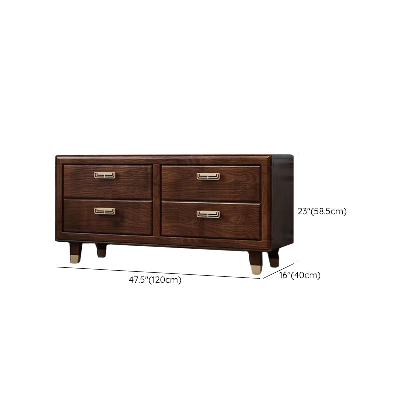 Glam Rubber Wood Storage Chest Bedroom Brown Chest with Drawers