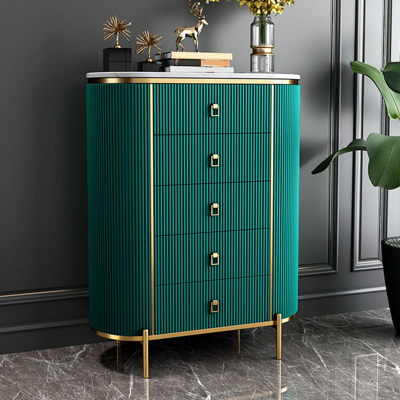 Glam Chest Bedroom Stone Vertical Storage Chest with Drawers