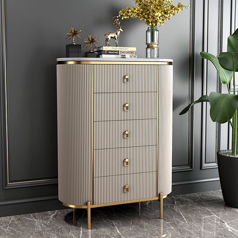 Glam Chest Bedroom Stone Vertical Storage Chest with Drawers