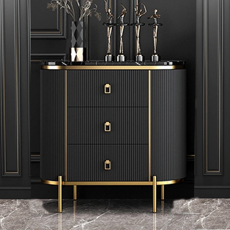 Glam Chest Bedroom Stone Vertical Storage Chest with Drawers