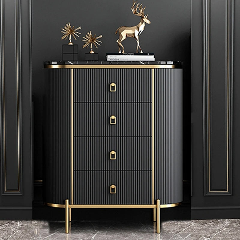 Glam Chest Bedroom Stone Vertical Storage Chest with Drawers