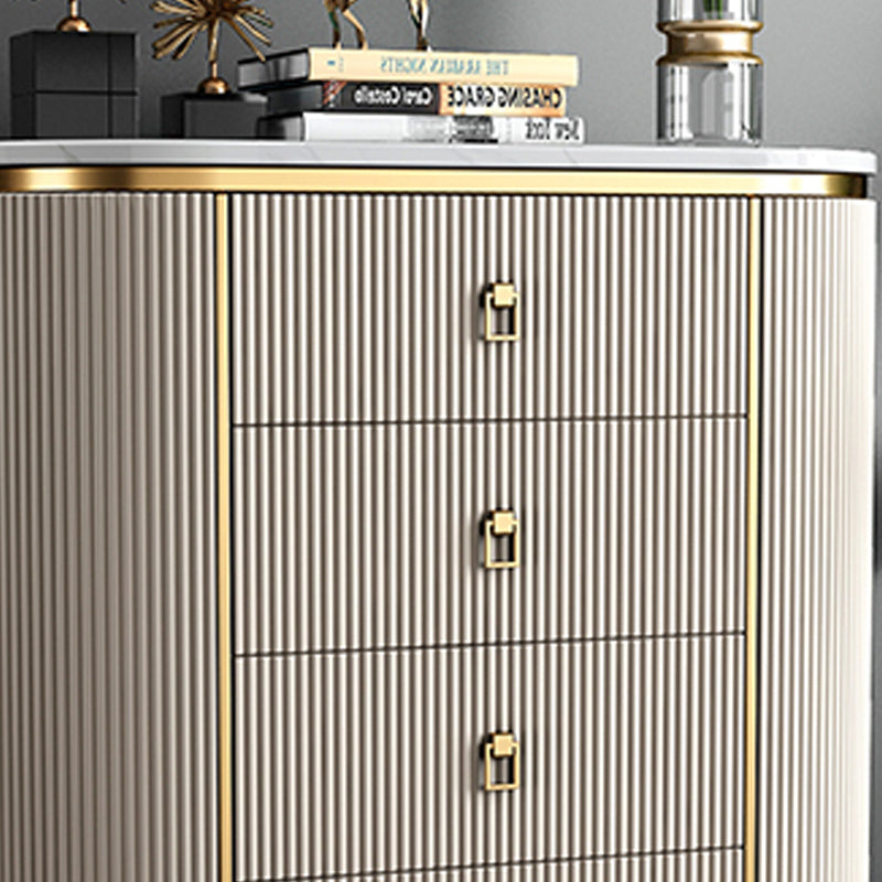 Glam Chest Bedroom Stone Vertical Storage Chest with Drawers