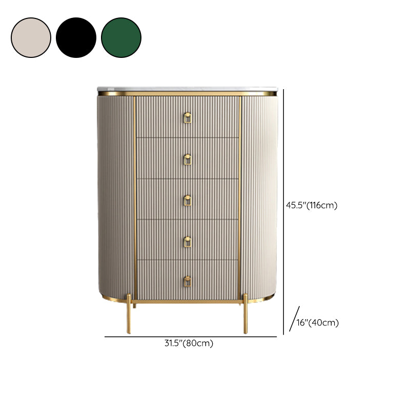 Glam Chest Bedroom Stone Vertical Storage Chest with Drawers