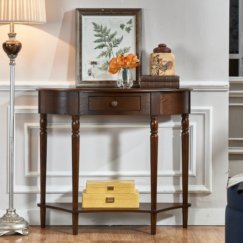 14.2" W Console Table Solid Wood Mid-Century Modern Storage End Table