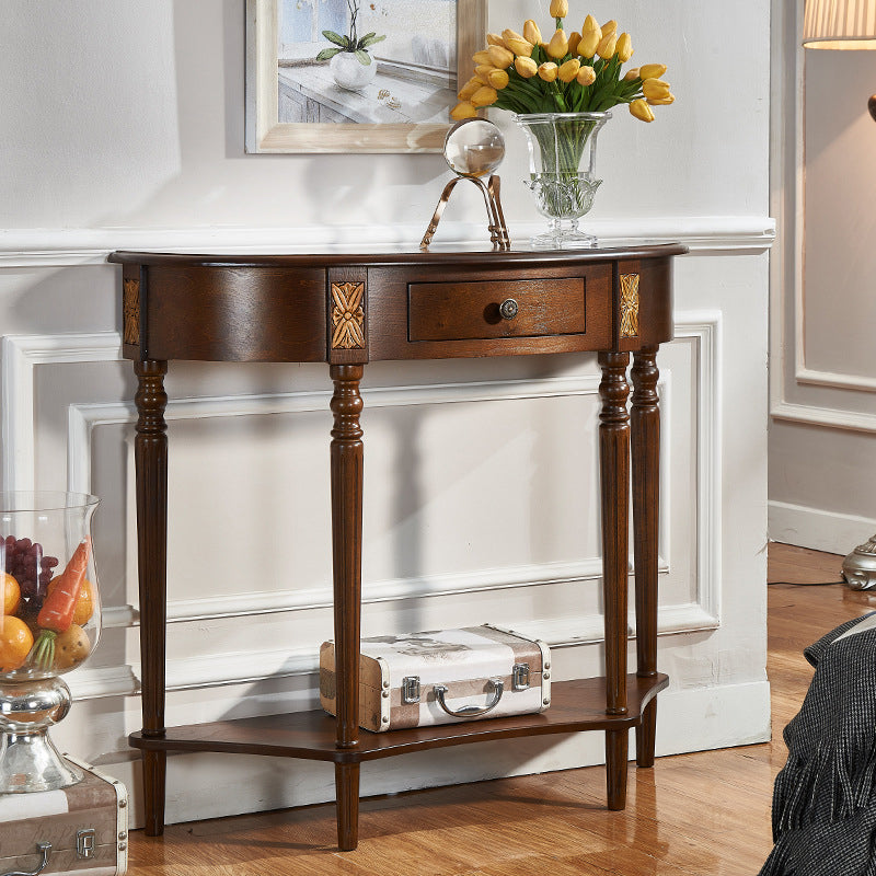 14.2" W Console Table Solid Wood Mid-Century Modern Storage End Table