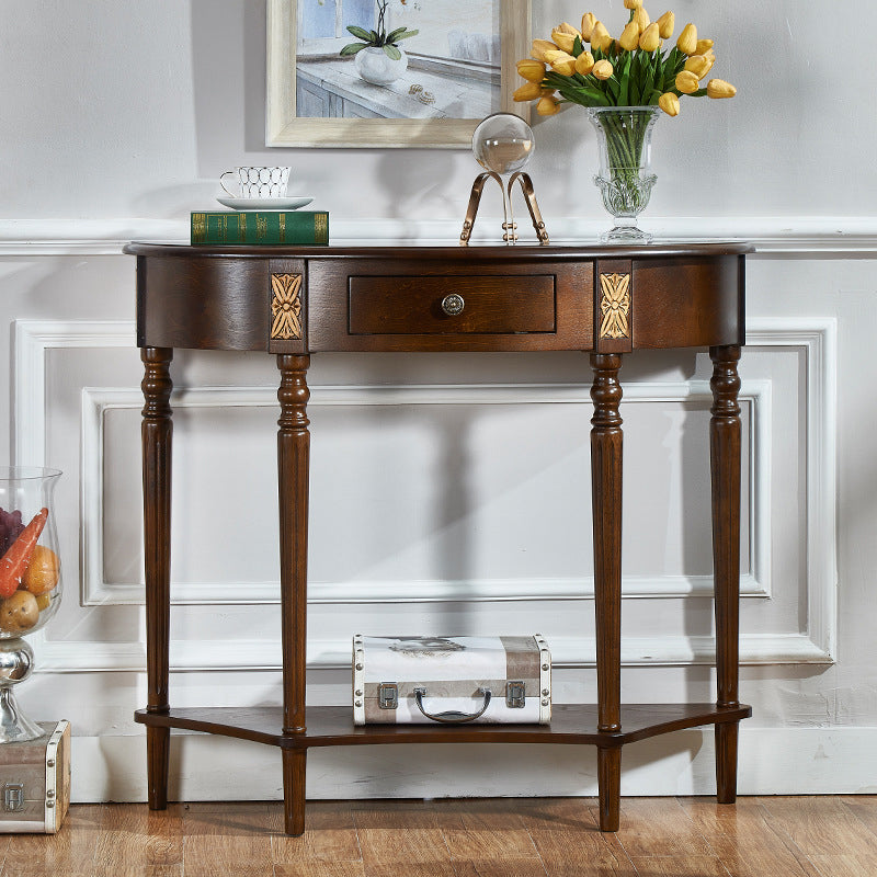 14.2" W Console Table Solid Wood Mid-Century Modern Storage End Table