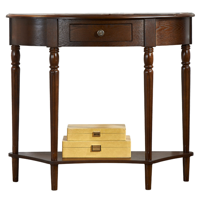 14.2" W Console Table Solid Wood Mid-Century Modern Storage End Table