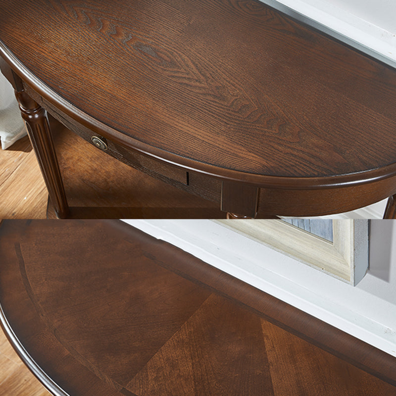 14.2" W Console Table Solid Wood Mid-Century Modern Storage End Table