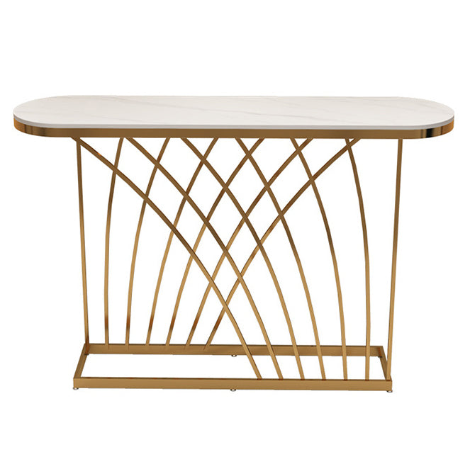 Glam Console Accent Table Antique Finish Oval Sofa Console Table