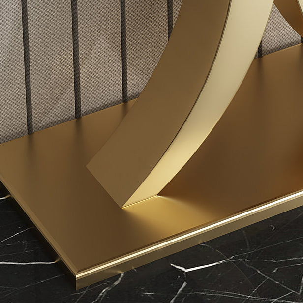 Marble Half Moon Console Table 31.5-inch Tall Accent Table with 1 Shelf