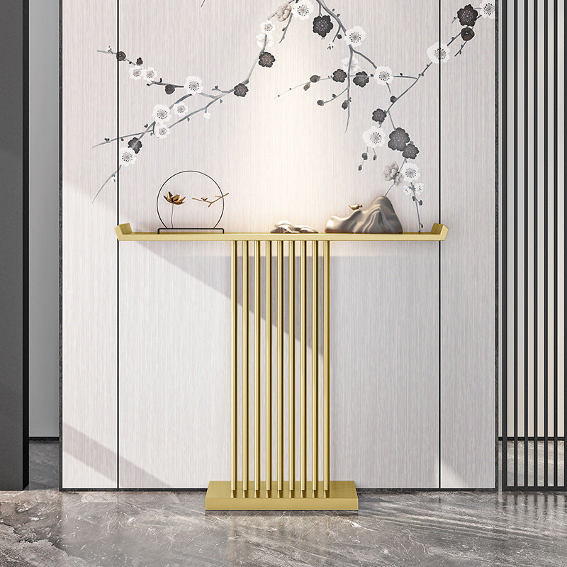 31.5-inch Tall Modern Console Table Iron Accent Table with Shelf