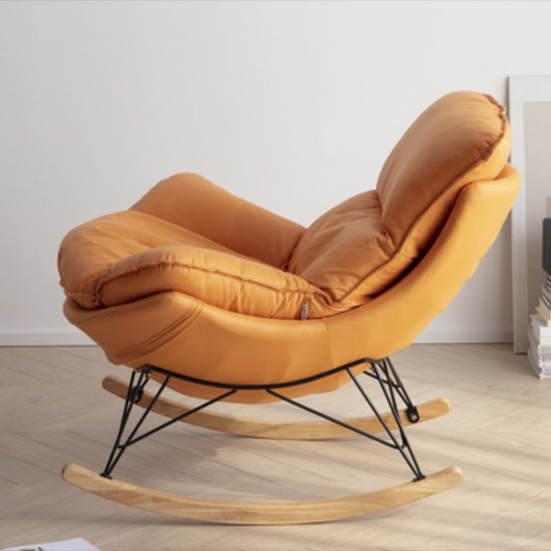 Modern Orange Rocking Chair Leather Tear Resistant Rocker Chair for Living Room