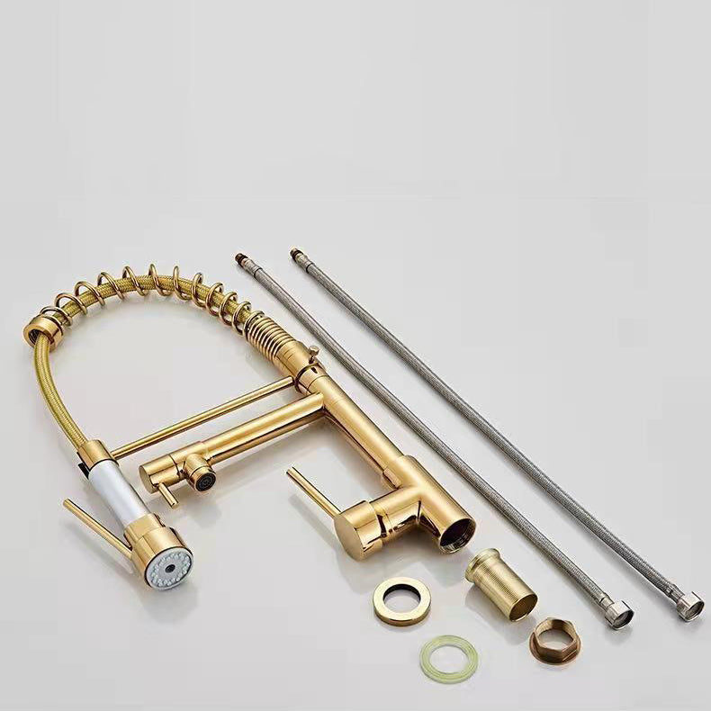 Modern Spring Spout Faucets Handle with Water Dispenser Standard Kitchen Faucets