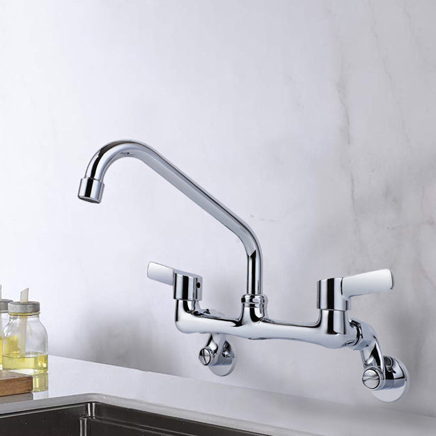 Modern Bar Faucet Brass Double Handle Wall Mounted Pot Filler Faucet