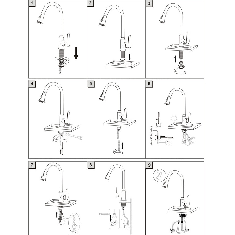 Modern 1-Handle Faucets Pull down Copper with Water Dispenser Standard Kitchen Faucets