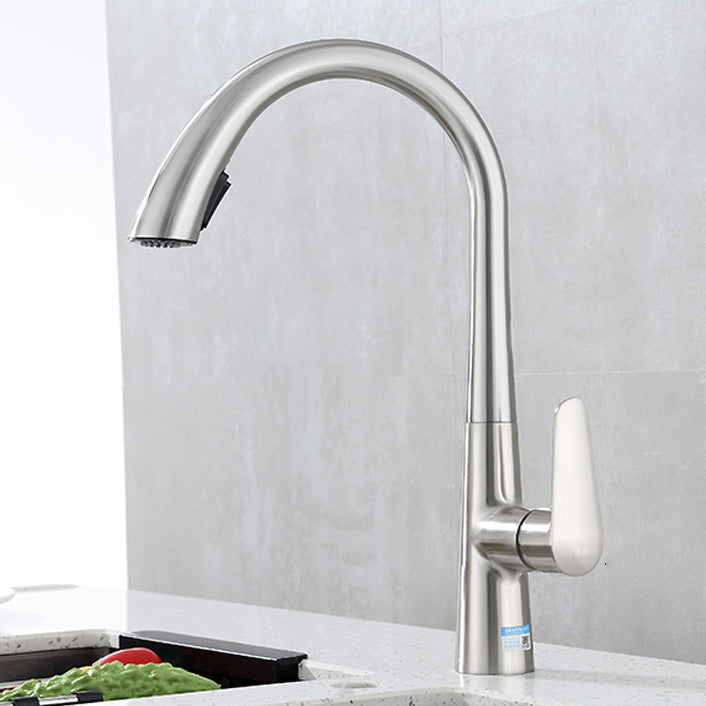 Modern Bar Faucet Brass Pulldown Sprayer Swivel Spout Lever Handles Kitchen Faucet