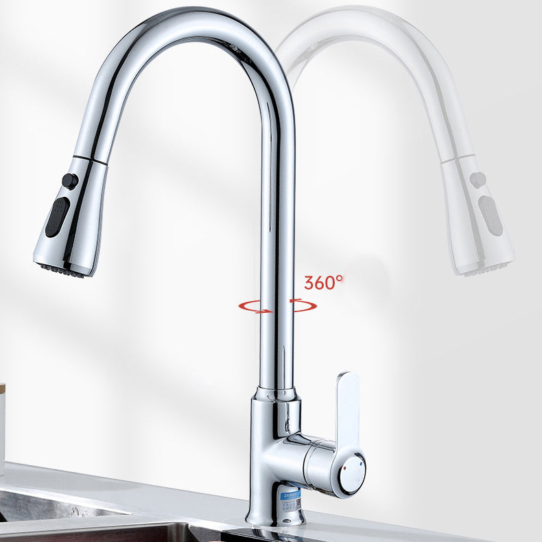 Modern Bar Faucet Brass Pulldown Sprayer Swivel Spout Lever Handles Kitchen Faucet