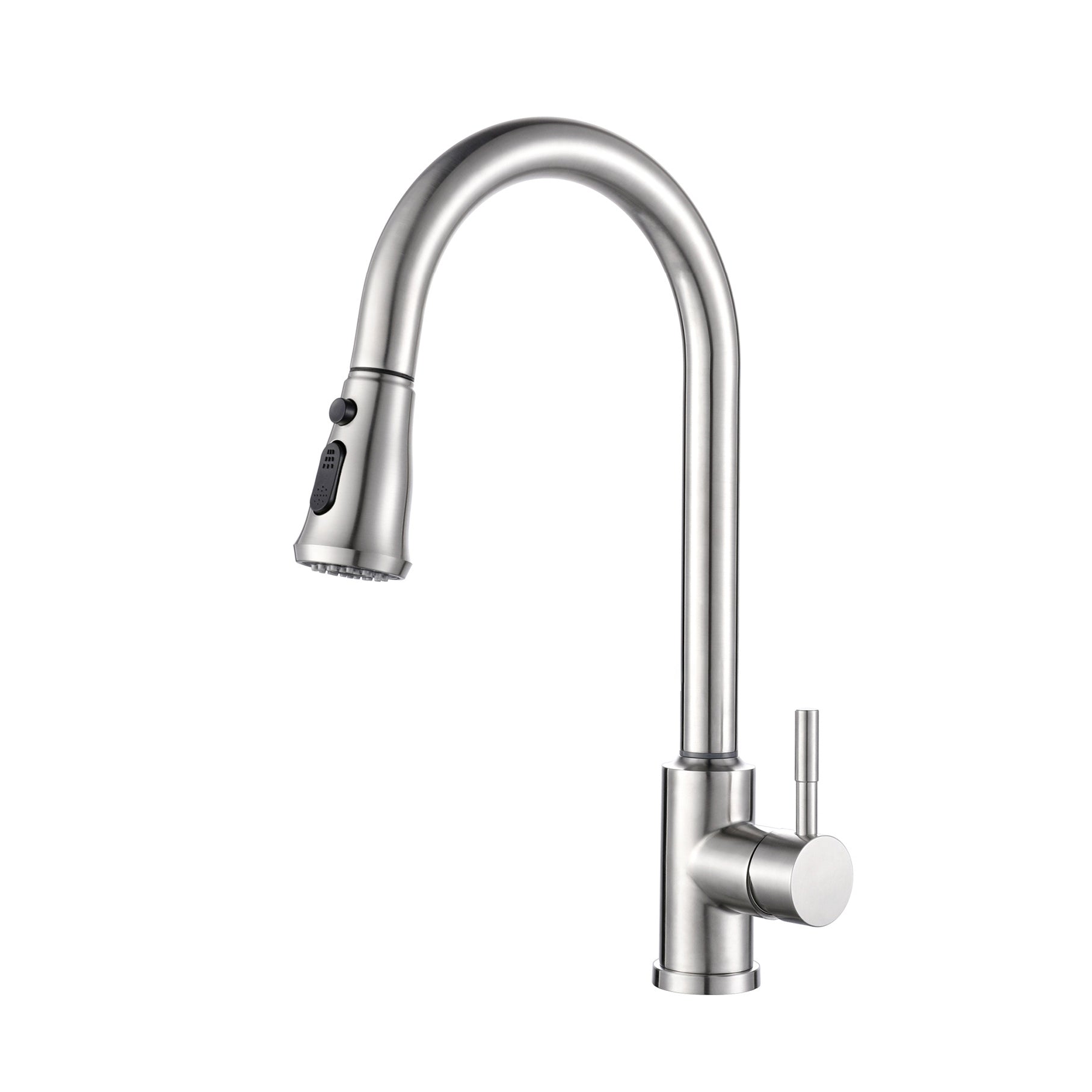 Modern 1-Handle Faucets Stainless Steel Gooseneck with Pull Out Sprayer Faucets